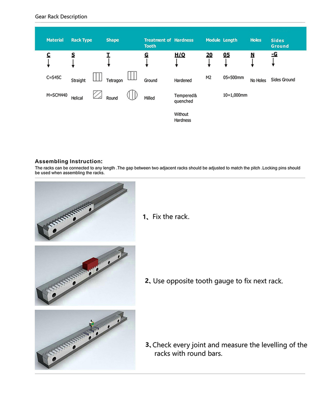 gear rak extension assembly